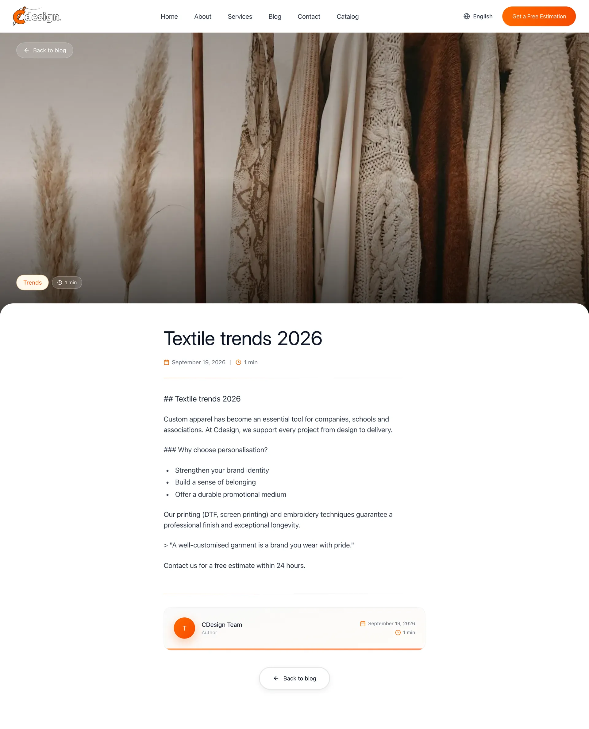 C Design blog article page