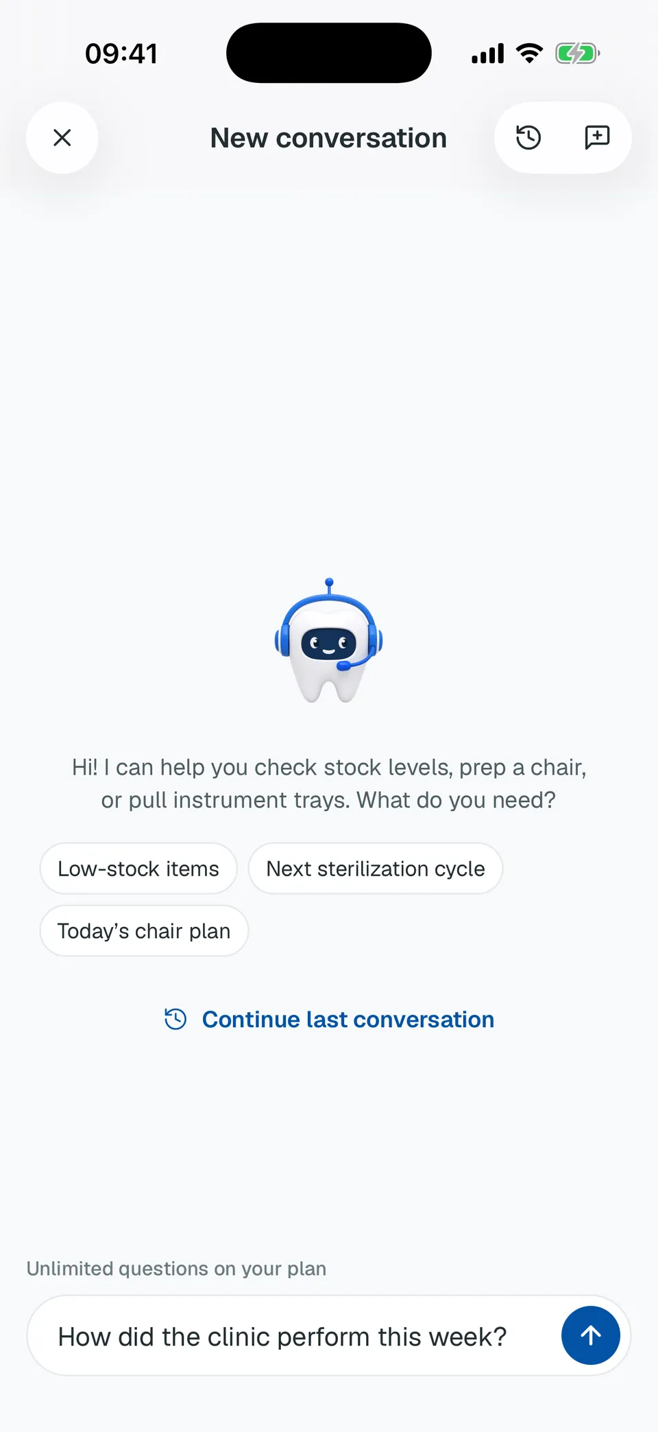 Deentz mobile copilot with a question typed in the input