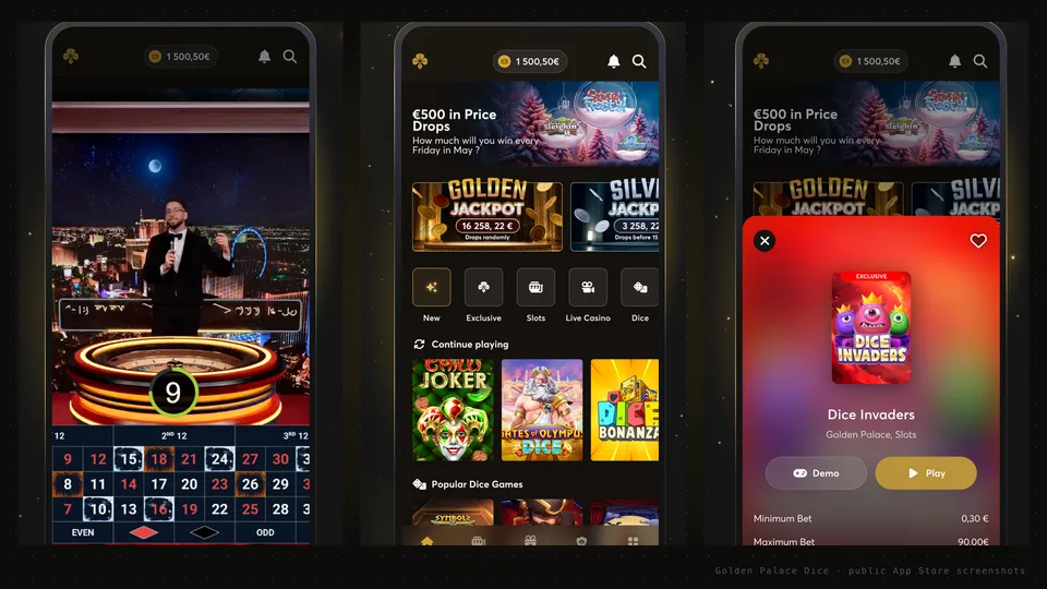 Golden Palace Dice interface